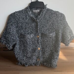 J.Crew Gray Tweed-Style Short Sleeve Jacket